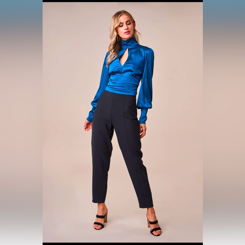 Teal Mock Neck Blouse